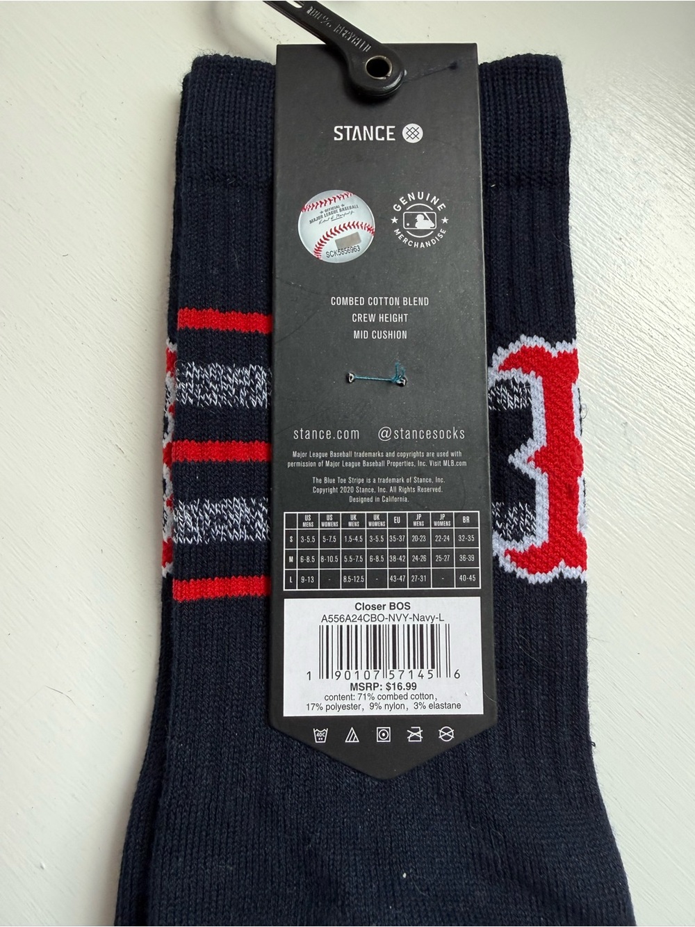 NWT Boston Red Sox Crew Socks - Navy, Red,White - Picture 2 of 3